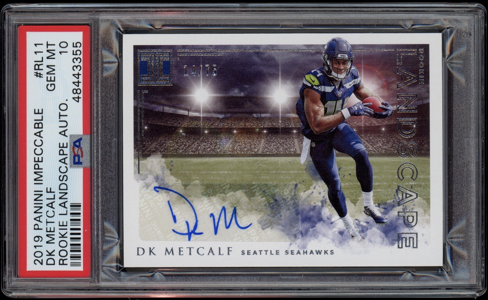 DK Metcalf Panini Impeccable Rookie Landscape Autographs #RL11 Base