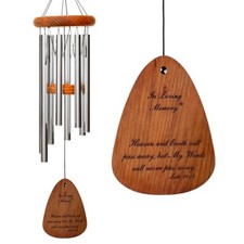 NEW 24" In Loving Memory® Luke 21:33 Silver & Redwood Windchime Made in USA