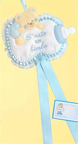 FIOCCO NASCITA SOPRA CULLA BIBERON NON DA RICAMARE 15X20 CM (AZZURRO) (b0P)