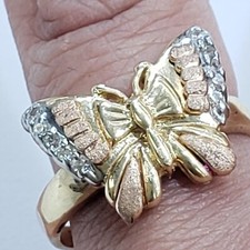 14k yellow rose gold butterfly ring size 7