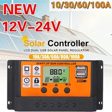60A Solar Panel Regulator Charge Controller 12V/24V Auto Focus tracking New PWM