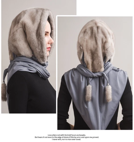 Women's Real Mink Fur Hat Scarf Warm Cap Long Wrap Collar Scaves Beanies Cape - Picture 45 of 49