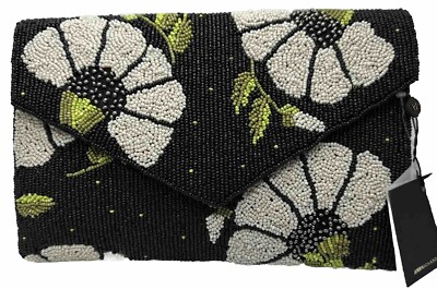 Beaded Clutch Purse Americana & Beyond Handmade Flower Print Crossbody Handbag