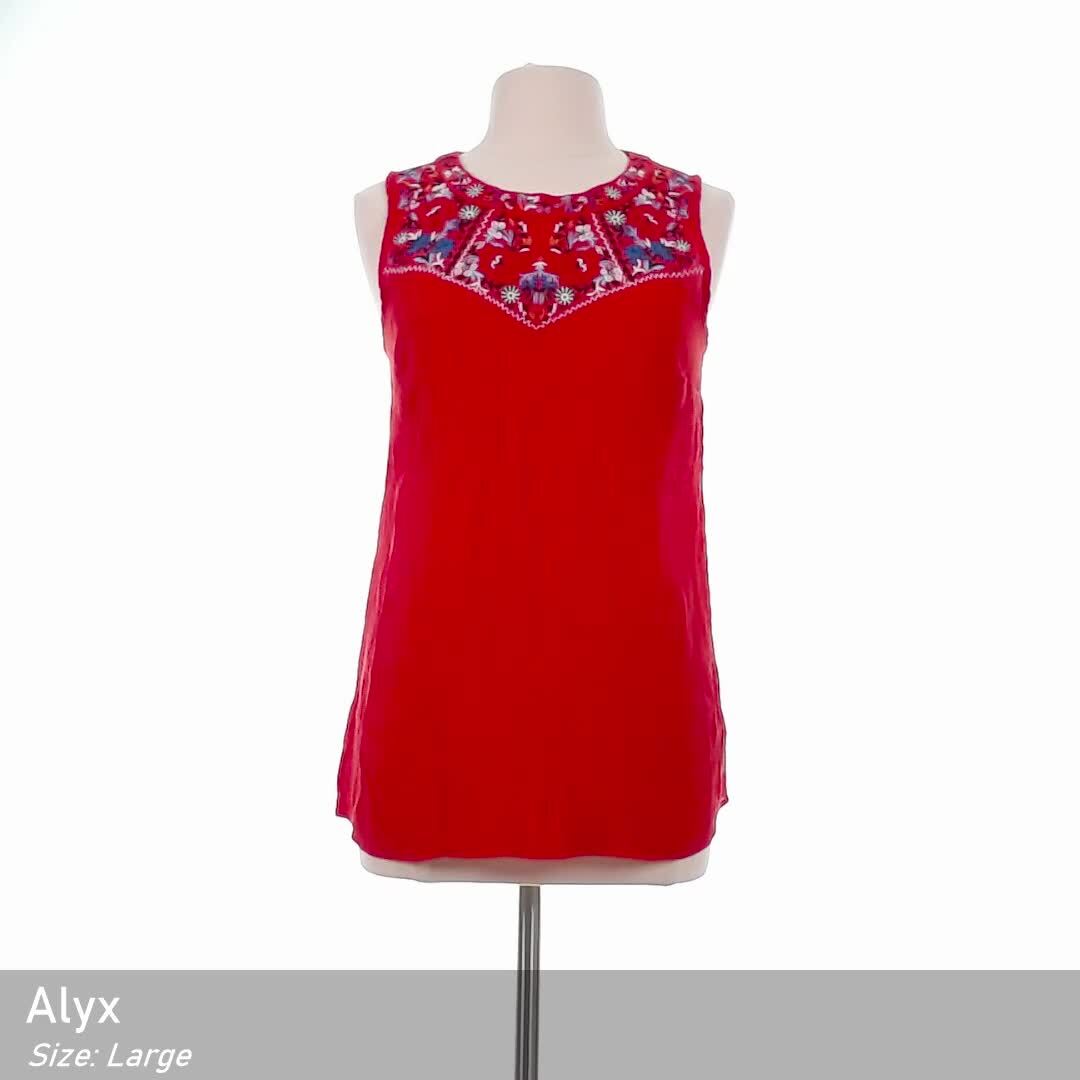 Canotta donna Alyx rossa floreale paisley ricamata buco della serratura taglia large