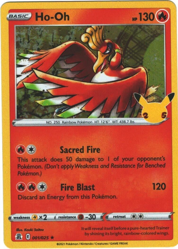 Ho-Oh 1/25 Celebrations Holo Rare Pokémon TCG 001/025 25th Anniversary