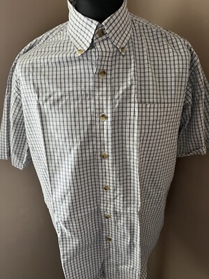 L.L. Bean Hemd Herren L 48'' Reg Kurzarm Baumwolle Kariert Button Down Western