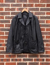 AllSaints Mens LUCAS Leather Blazer Coat SMALL Black Jacket Biker All Saints
