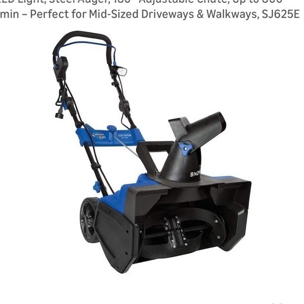 Snow Joe SJ625E 15 Amp Corded Electric Snow Blower 21" LED Light Steel Auger