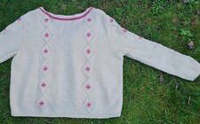 Trachten Strickjacke -  Handgestrickt & Bestickt - XXL  2XL - Wollweiß
