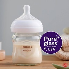 Philips Avent Natural Glass Baby Bottles with Response Nipples - 4oz/3pk: BPA-Fr