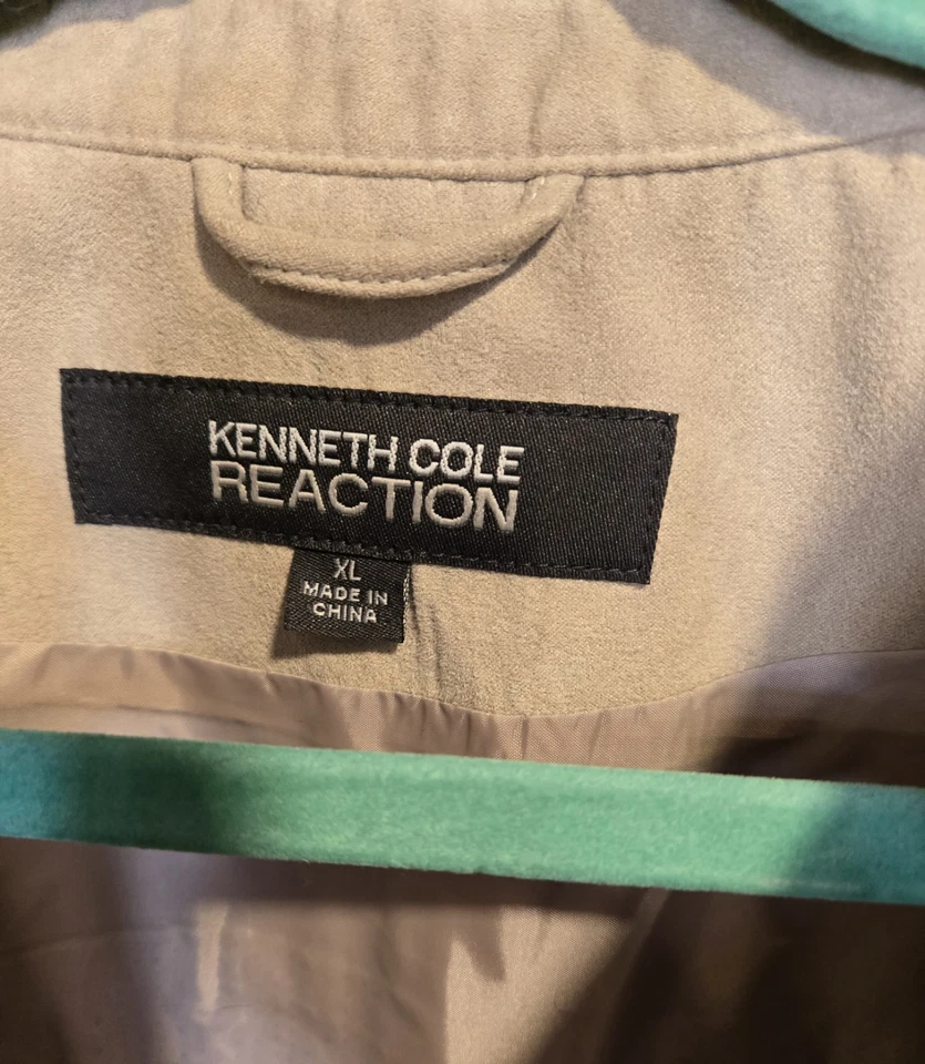 NWT Women's Tan Kenneth Cole Reaction Faux Suede Laser Cut Jacket Sz XL - Image 2 of 4