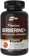 NutriFlair Berberine 97% HCl with Ceylon Cinnamon Supplement 120 Capsules – H...