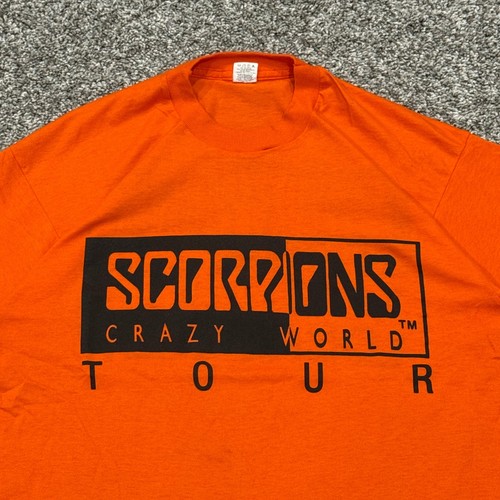 Vintage 1990 Scorpions Crazy World Tour Local Crew T-Shirt Screen Stars Mens XL - Picture 1 of 6