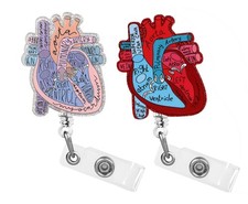 2Pcs Cardiac Badge Holder Heart Retractable Reel ID Card Funny Clip Anatomy N...