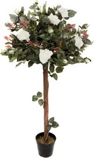 Artificial White Rose Tree 30 Flowers 120cm/4ft