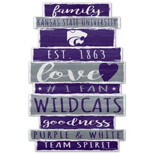 Kansas State Wildcats Sign 11x17 Wood Family Word