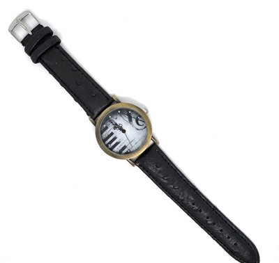 Vintage Retro Music Themed Watch Bronze Metal Face #1081