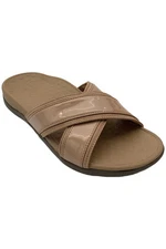 Vionic Women's Merced Cross Strap Slide Orthotic Sandals Beige