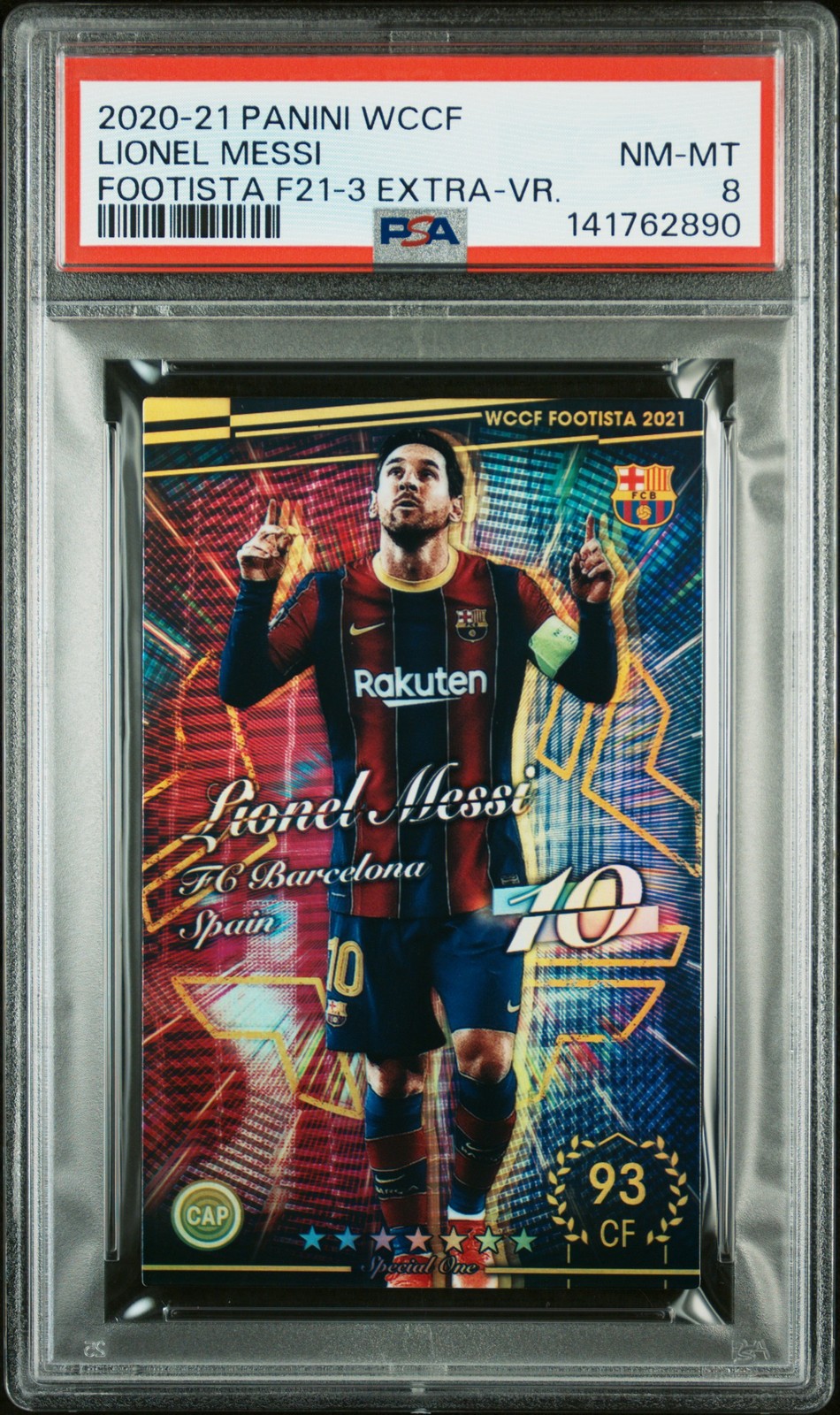 2020 PANINI WCCF FOOTISTA F21-3 EXTRA VARIATION LIONEL MESSI PSA 8 view 1