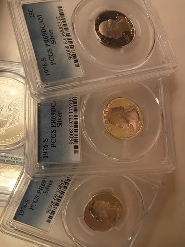 (3) 1976 S Proof Silver Washington Quarter PCGS PR69DCAM