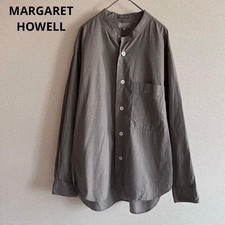 MARGARET HOWELL MHL. Cotton Poplin Band Collar Shirt Size M Japanese Minimal