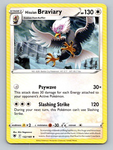 Pokemon Hisuian Braviary SWSH10: Astral Radiance 132/189 Near Mint NM