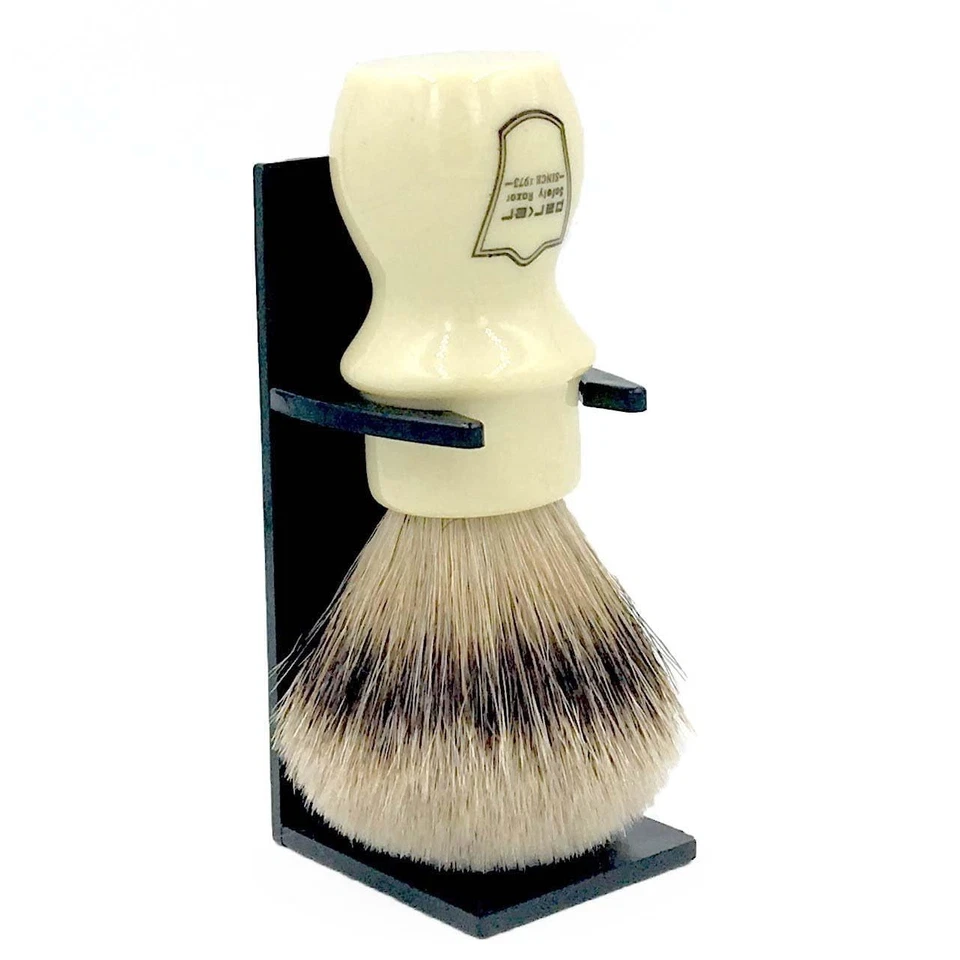 Parker 100% Silvertip Badger Mug Shaving Brush with Brush Stand (Ivory Color) - Image 2 of 4
