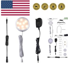 12V LED Under Cabinet Puck Lights Plug in, with Manual Switch, Single Puck LE...