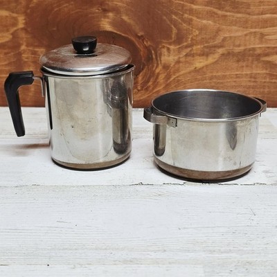 Vintage Miniature Revere Ware Copper Clad SS Childs Pots