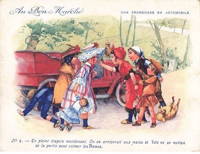 Kitschbild #FG55466 Zur Guter Markt Promenade IN Automobil Tacot Doll Toto 16X12
