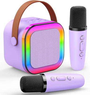 Kabelloses Kinder Karaoke Set   Mini Mikrofon mit Stimmwechsel, LED & Partylicht