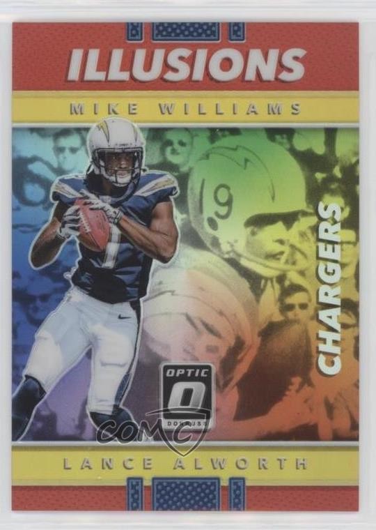 2017 Donruss Optic Illusions Red Prizm 33/99 Lance Alworth Mike Williams HOF uk2