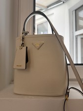Borsa Prada Saffiano Cuir Panier 1BA212 Bianco in pelle bianca + fattura