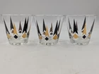 3 Vintage Anchor Hocking Atomic Golden Peaks Rocks Glass Black & 24kt Gold MCM
