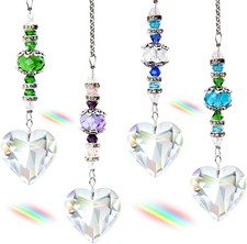 4pcs Crystal Suncatcher Clear Heart Crystal Sun Catcher Hanging Rainbow Prisms