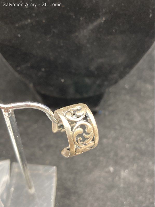 Womens 925 Sterling Silver Stackable Filigree Hoo… - image 1