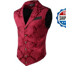 VATPAVE Mens Victorian Suit Vest Steampunk Gothic Waistcoat X-Large SU14