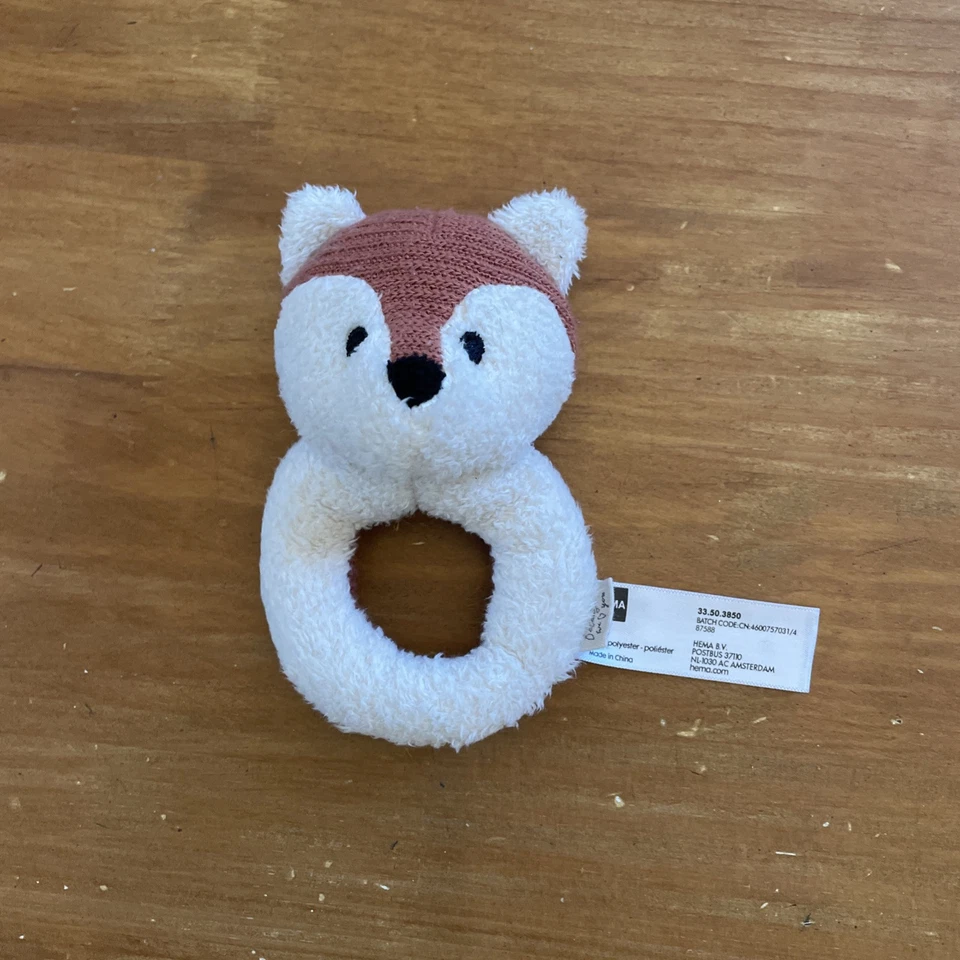 O/ Doudou Peluche Hema Hochet Éveil Renard blanc marron Roux Because Love You - Photo 1/4