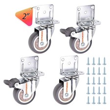4 PCS L Shape Casters 2 Inch Heavy Duty Side Mount Wheels Brake 580 Lbs Set