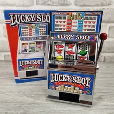 RecZone Lucky Slot Machine Novelty Savings Bank Mechanical 7.5" Tall