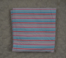 Gerber Pink Blue Stripes Baby Receiving Blanket Flannel Thin White Aqua Gray