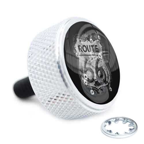 Chrome Billet Aluminum Knurled Seat Bolt For Harley 96-16 – Skull Girl Cross Design