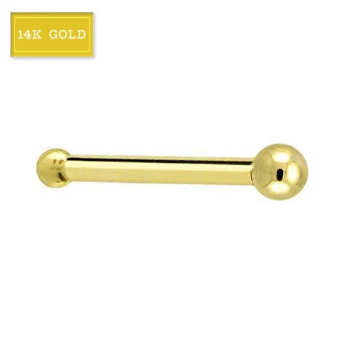 18g 14 Karat Solid Yellow Gold 14K 2.0 mm Ball Top Nose Bone Stud Ring Jewelry image 3