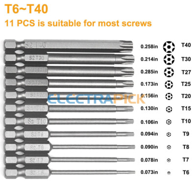 11pcs Torx Bit 100mm Quick Change Connect Impact Driver Drill Tamper Proof