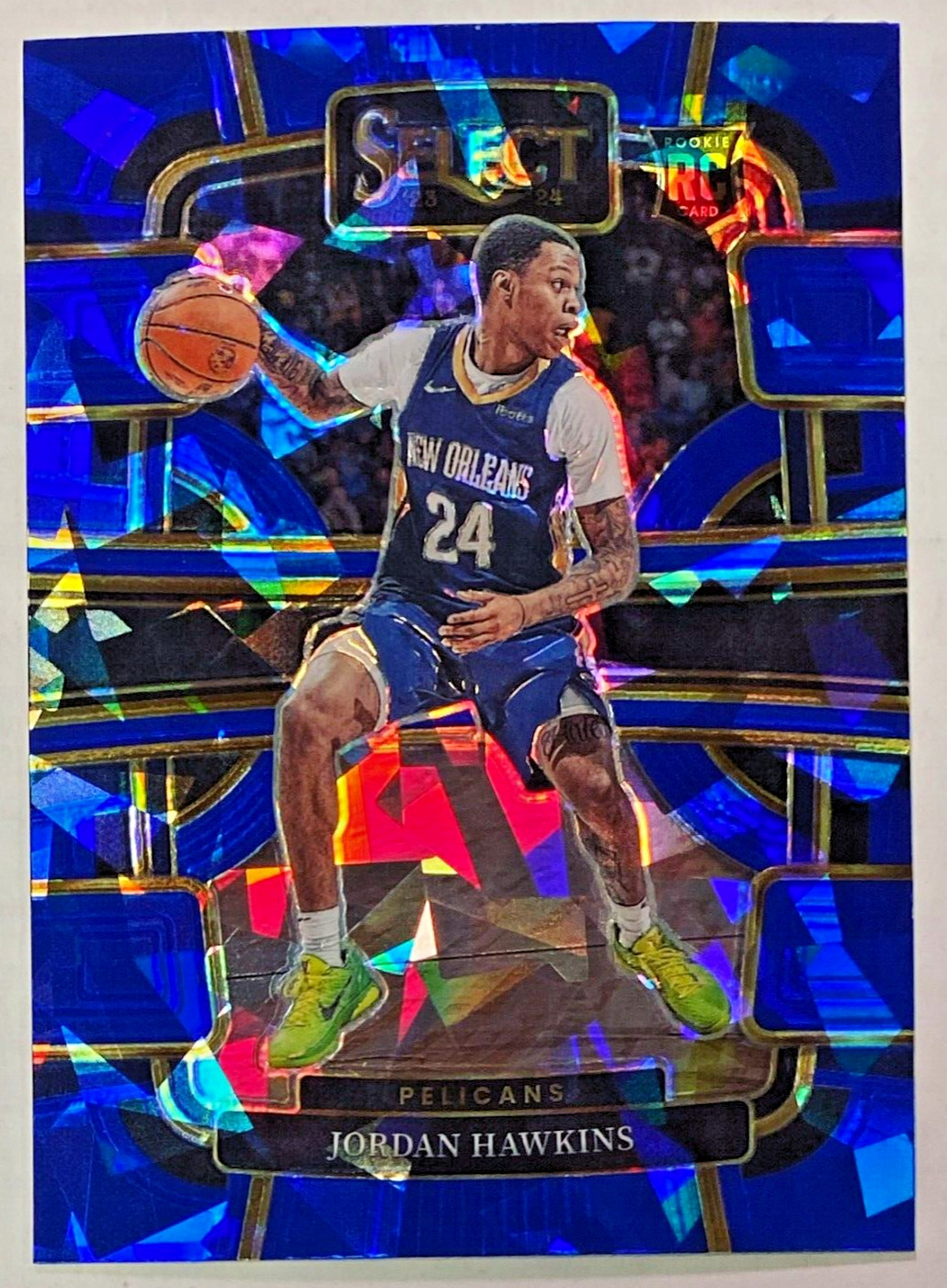 2023-24 Panini Select Jordan Hawkins Concourse Blue Cracked Ice RC #72 Pelicans