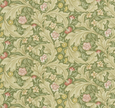 WILLIAM MORRIS VORHANGSTOFF DESIGN ''Leicester'' 3,6 METER GRÜN LEINEN UNION