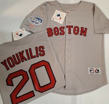 Majestic Boston Red Sox KEVIN YOUKILIS 2004 World Series Baseball JERSEY GRAY
