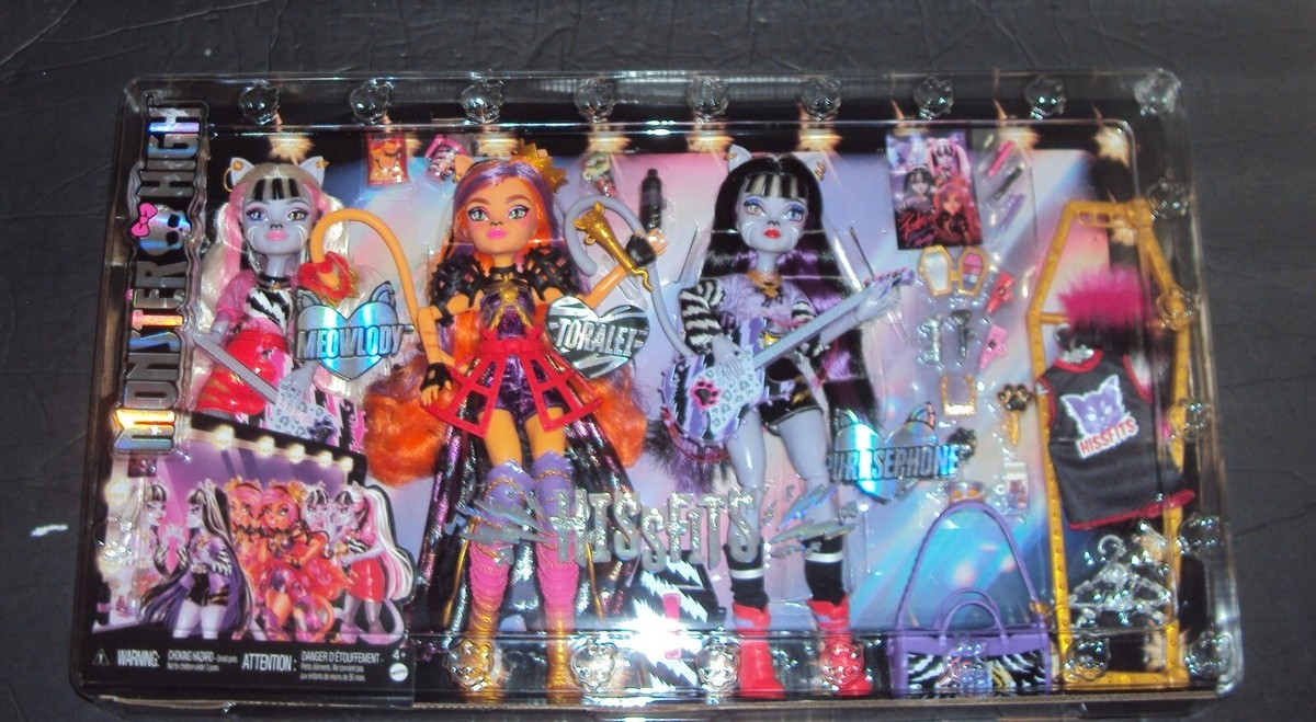 Monster High THE HISSFITS 3-Pack With Toralei Stripe, Meowlody
