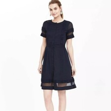 NWT Banana Republic Navy Sheer Panel Tea Dress Size 2 MSRP $178