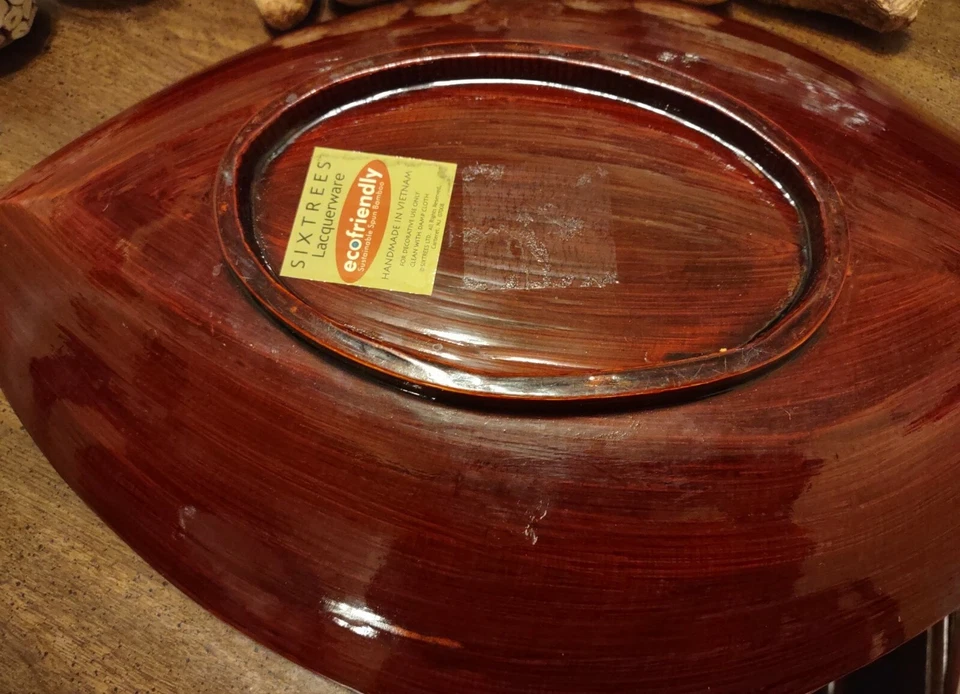 wood tray vintag pacific with extra dry vegetables like ornament , painted red - Image 4 of 4